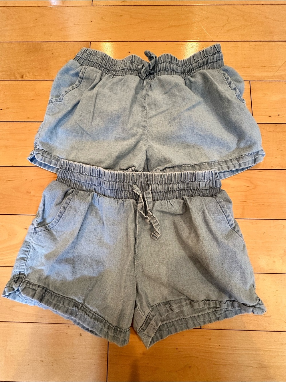 Carters Light Wash Denim Drawstring Shorts - Pair